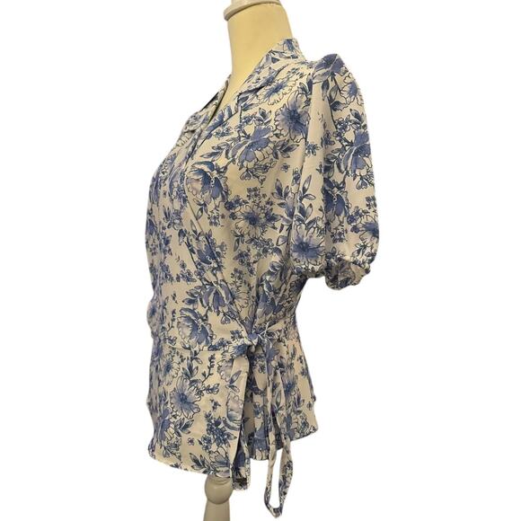 Violets & Roses Blue Floral Wrap Peplum Top, Plus Size 1X, NWT - Picture 5 of 8
